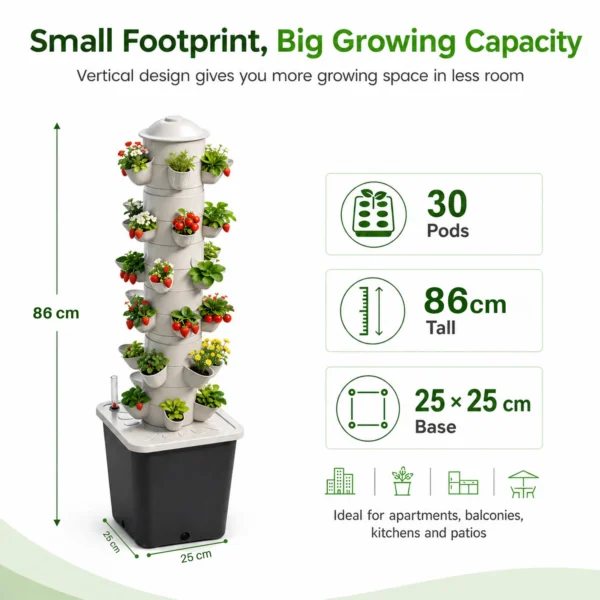 30-Site Vertical Hydroponic Tower product view 03