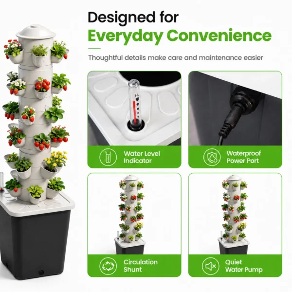30-Site Vertical Hydroponic Tower product view 06