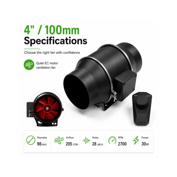 Inline Extractor Fan for Grow Tents product view 03
