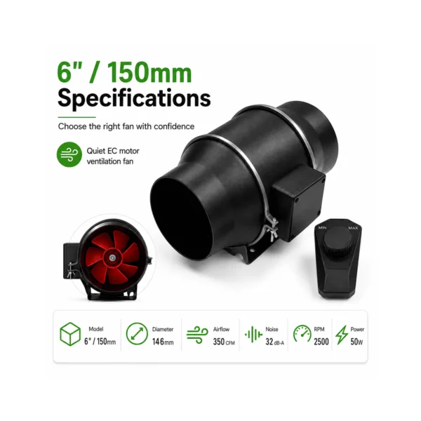 Inline Extractor Fan for Grow Tents product view 04