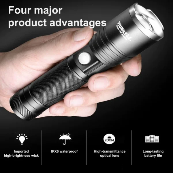 Rechargeable Portable Flashlight – product view 06 Rechargeable Portable Flashlight product view 06