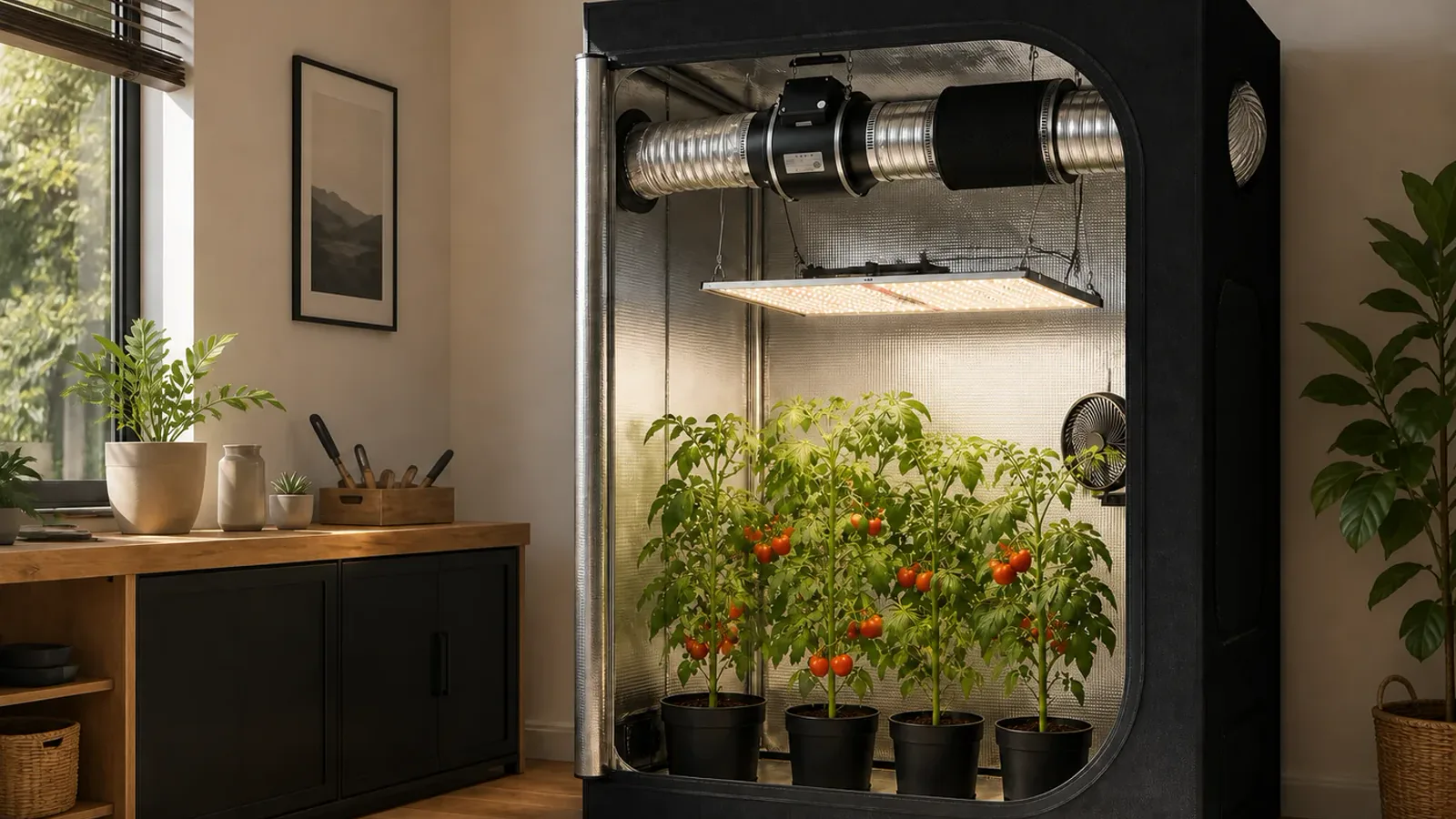 Inline fan and carbon filter ventilation equipment