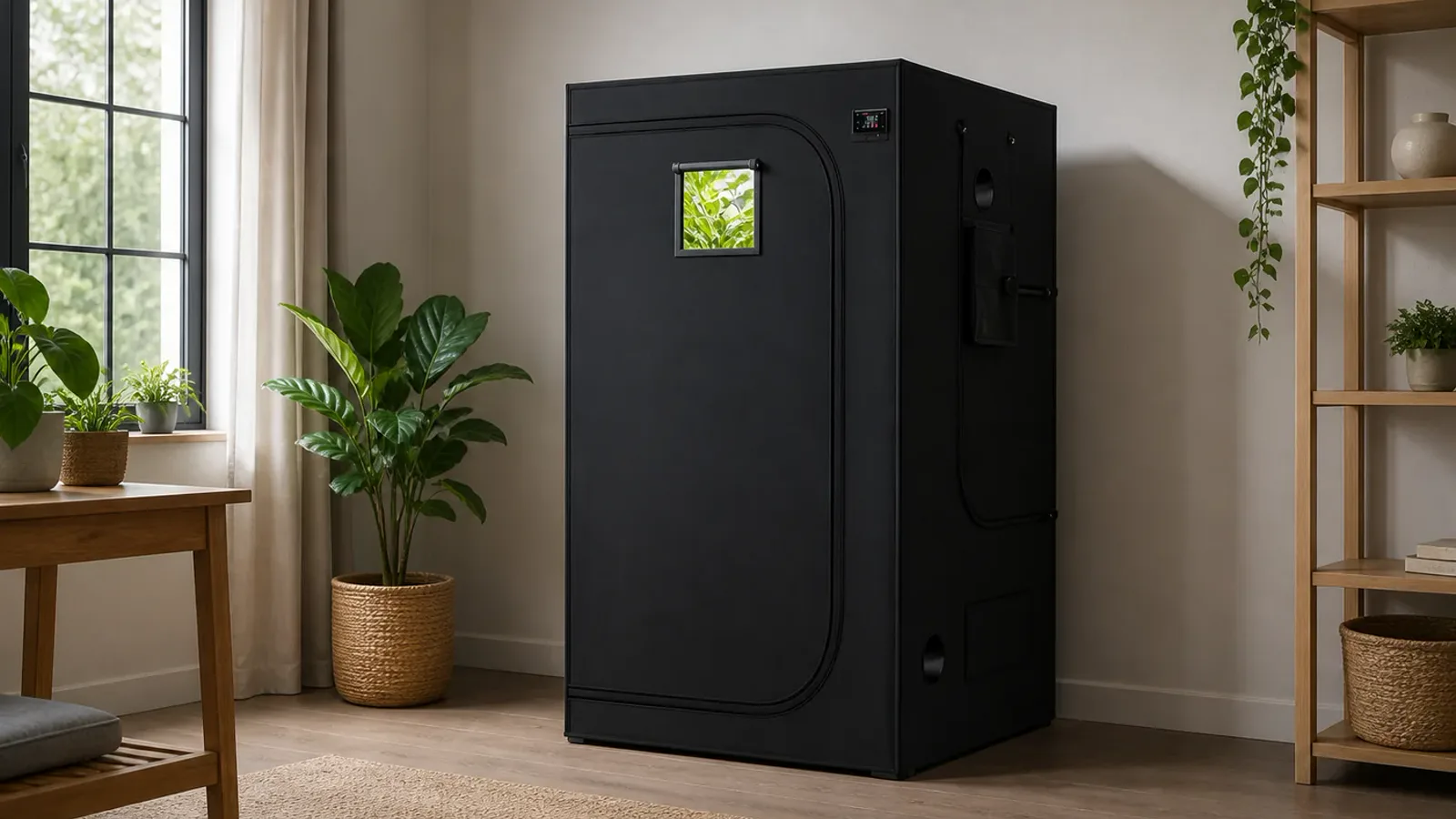 Indoor grow tent in a controlled growing room