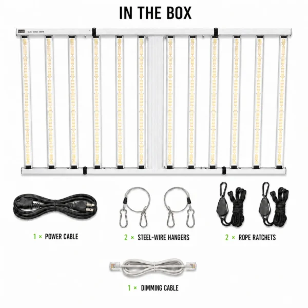 OC1200 1200W Foldable LED Grow Light – included components OC1200 1200W Foldable LED Grow Light included components and accessories