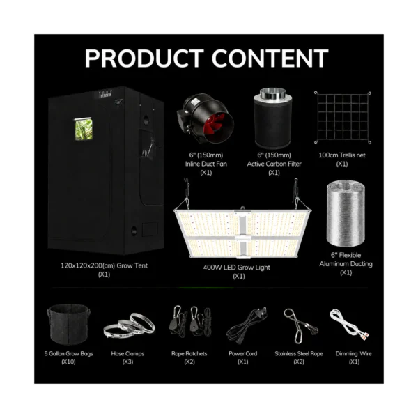 MA400 120x120cm 4×4 Grow Tent Kit product view 08