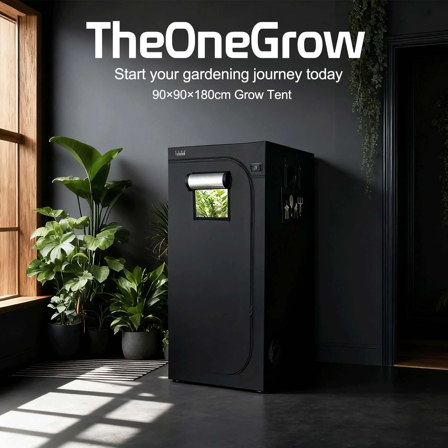 90x90x180cm grow tent set up in an indoor growing room