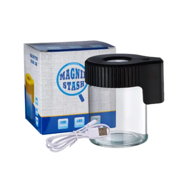LED Glass Storage Jars with Magnifying Lid – product view 02 LED Glass Storage Jars with Magnifying Lid product view 02
